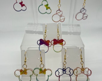 Rainbow Minnie Mouse Outline Earrings