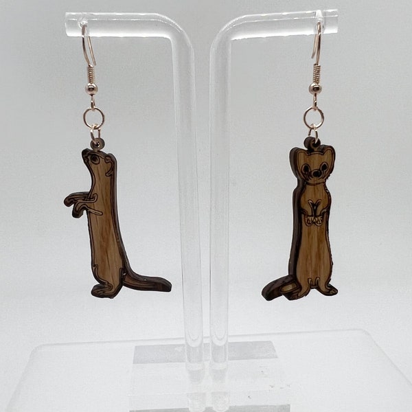 Wooden Ferret Earrings