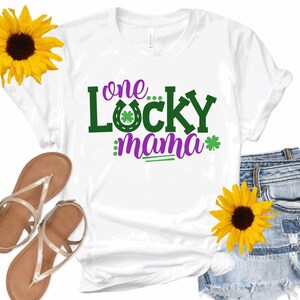 Lucky Mama St. Patrick&#39;s Day-shirt: T-shirt van katoenmix voor dames