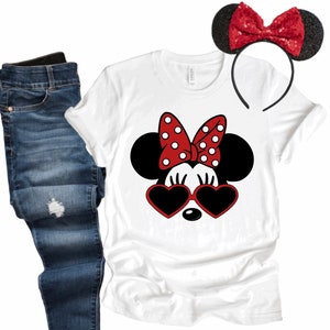 Disney Okulary przeciwsłoneczne Minnie Koszulka, disney t-shirt, Słodki disney tshirt