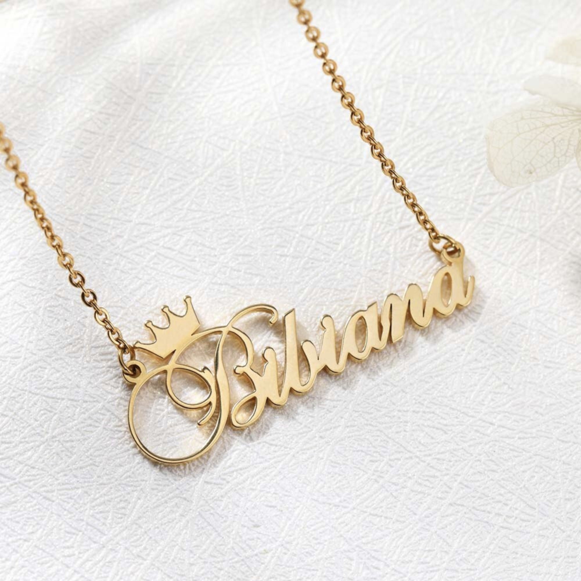 Crown Name Necklace Queen Necklace With Crown Princess Royal Etsy