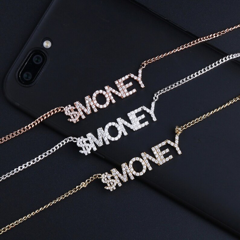 Custom Crystal Nameplate Diamond Name Necklace Tiny Women Pendant Gold Gift For Her Name Necklace CZ Zircon Gemstones Dainty Raw Gem