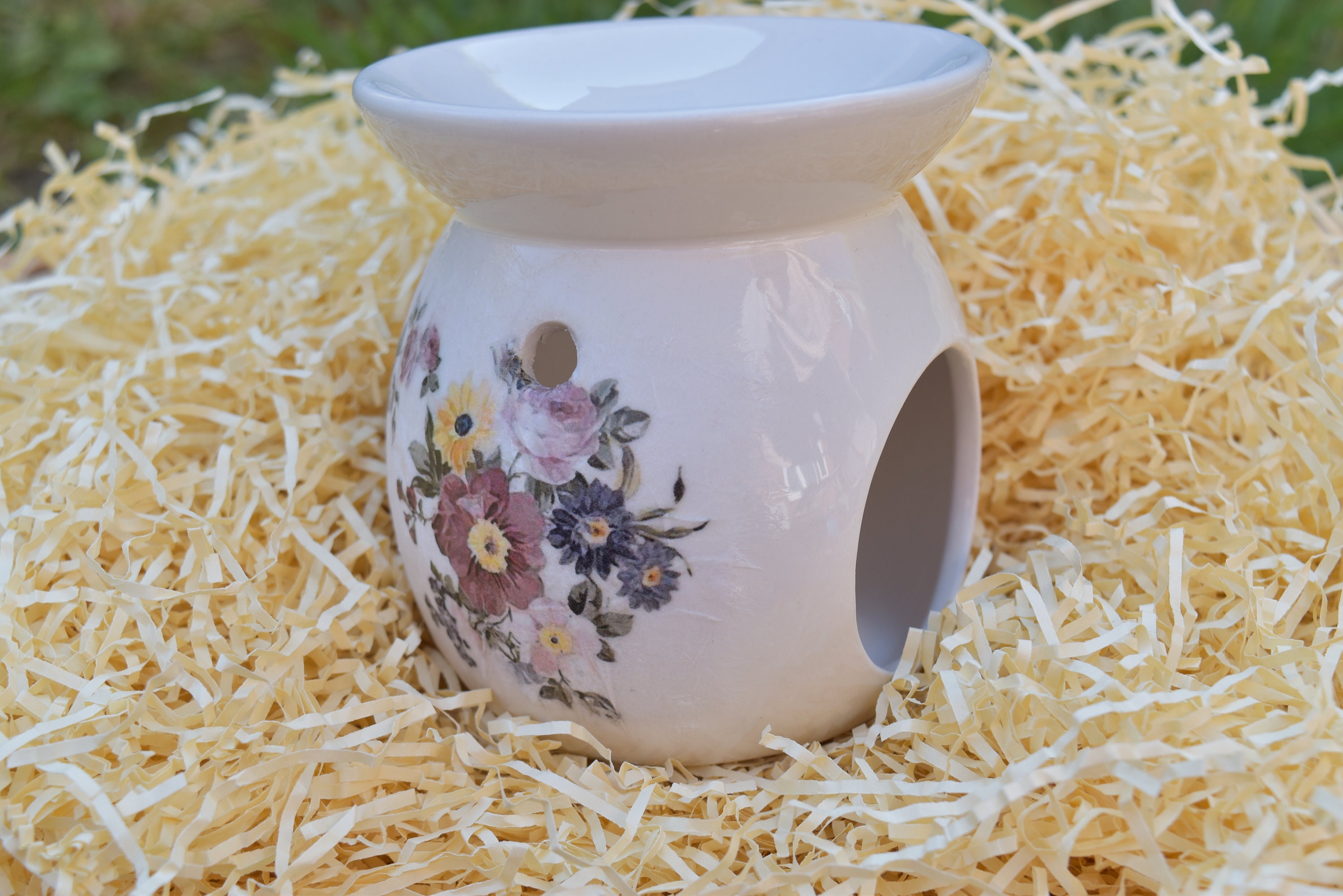 Hand decorated oil burner / tealight holder / wax melter Etsy