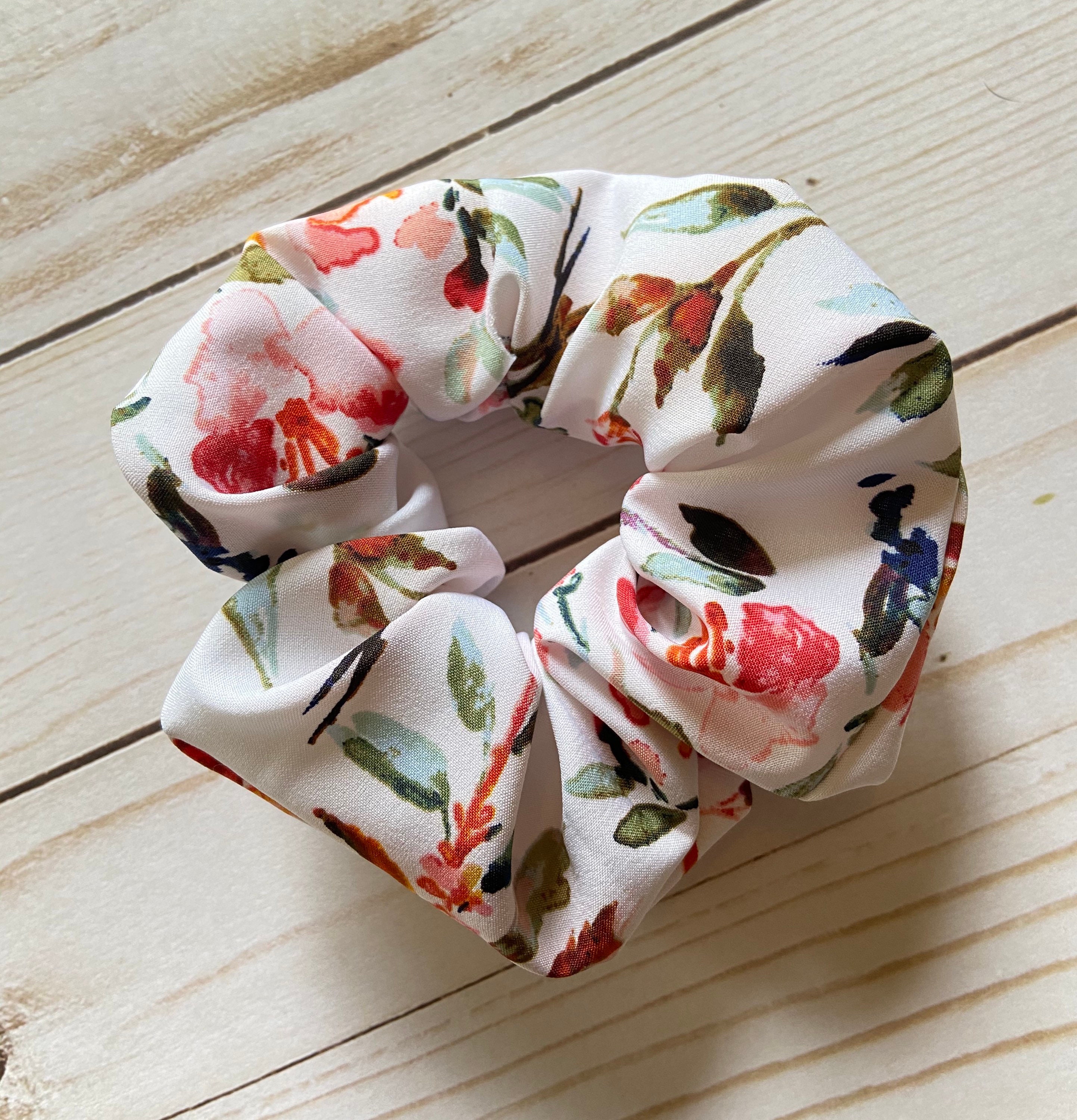 Watercolour floral silky Satin Scrunchie Hair Elastic Band Bobble Multi Colour Watercolour floral silky Satin Scrunchie Hair Elastic Band Bobble Multi Colour