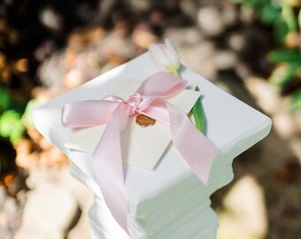 Handwritten Love Letter Set: Pink Ribbon, Gold Wax Seal - Romantic Keepsake