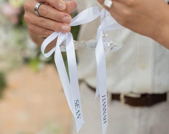 Personalized Satin Ribbon Place Card: Custom Wedding Drink Tag