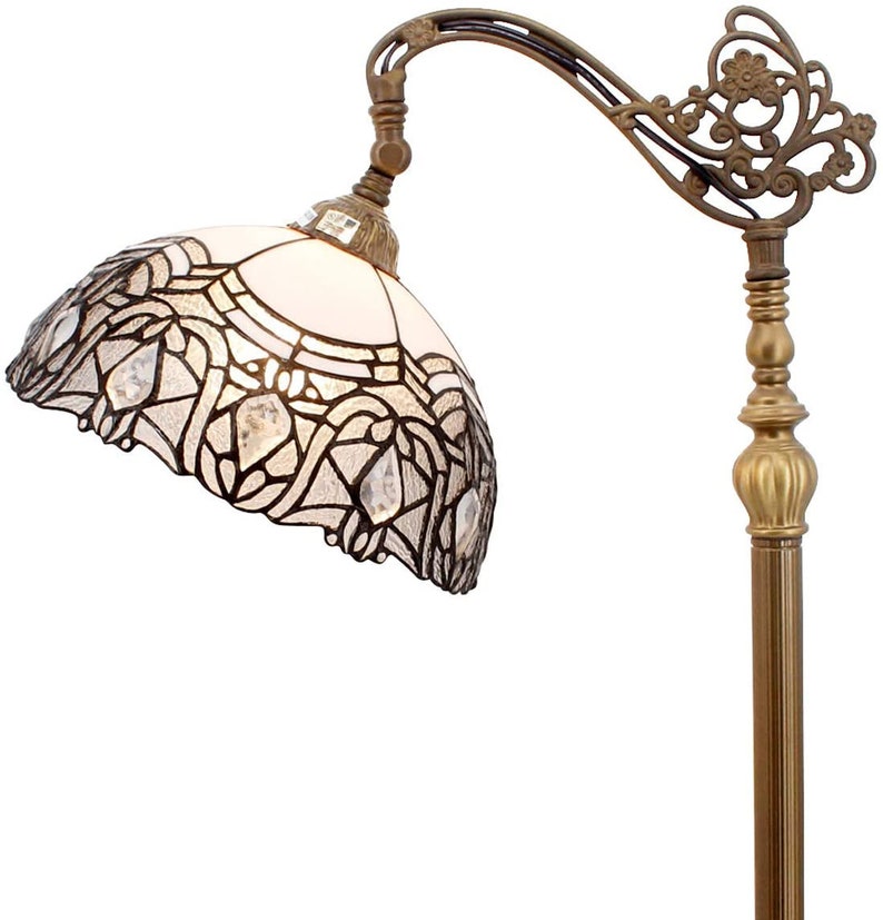 Handmade Tiffany Style Reading Floor Lamp W12H64 Inch White | Etsy