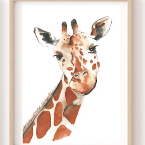 Póster con imagen de jirafa A4 21 x 30 cm, impresión en acuarela de Kenia, decoración, regalo, animales coloridos, safari, ilustración para habitación infantil, imagen de animal, linda impresión artística