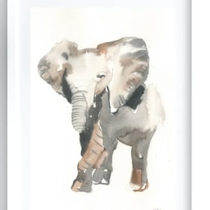 Póster con imagen de elefante A4, 21 x 30 cm, impresión en acuarela, decoración para regalo, animales coloridos, safari, habitación infantil, ilustración, imagen de animales, impresión artística bonita y dulce
