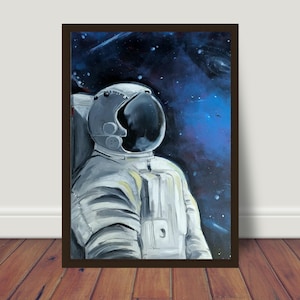Astronauta Galaxia Vía Láctea A4 21 x 30 cm Póster Impresión Ilustración Astronomía Acrílico Regalo Cosmos Universo Astronauta Impresión Artística Pintada