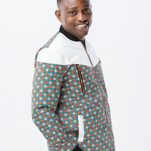 Men African print Bomber Varsity Jacket, African Bomber jacket, African clothing for Men, African Kente Biker Jacket - Ready to Ship
