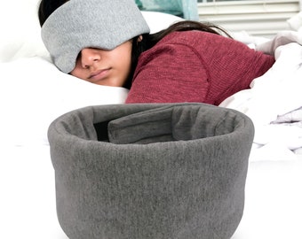 Handmade Cotton Sleep Mask: Gray, Blocks Light, Travel Pouch & Ear Plugs