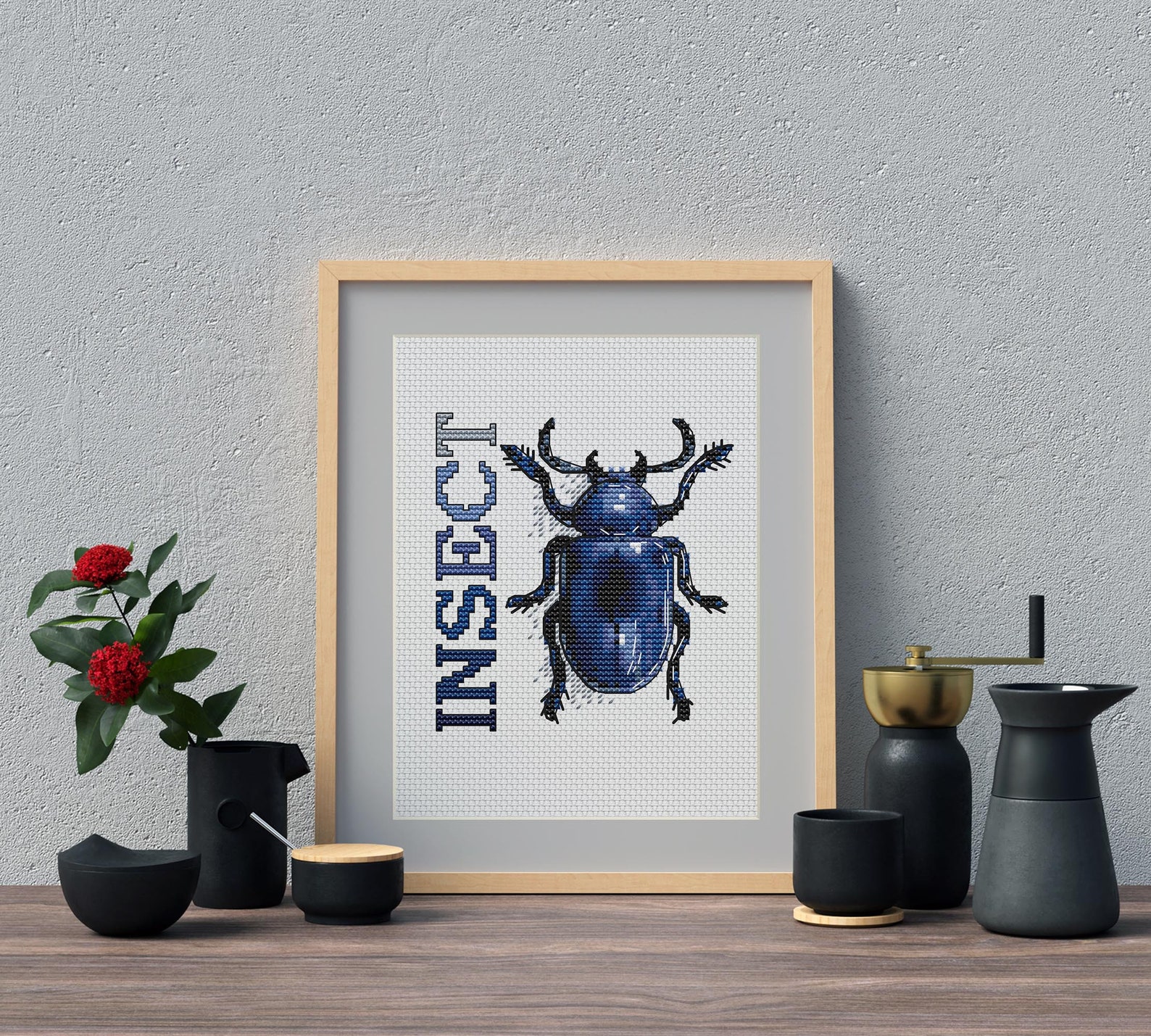Bug Modern Cross Stitch Pattern PDF Insect cross stitch Etsy