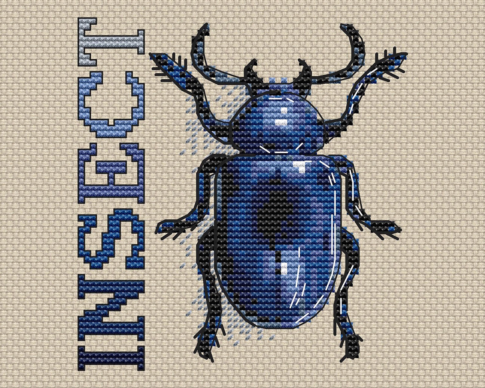 Bug Modern Cross Stitch Pattern PDF Insect cross stitch Etsy