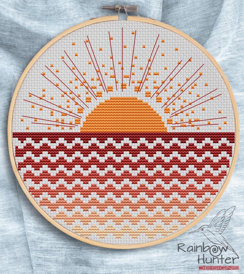 Boho Sun Cross Stitch Pattern Modern Cross Stitch PDF Etsy
