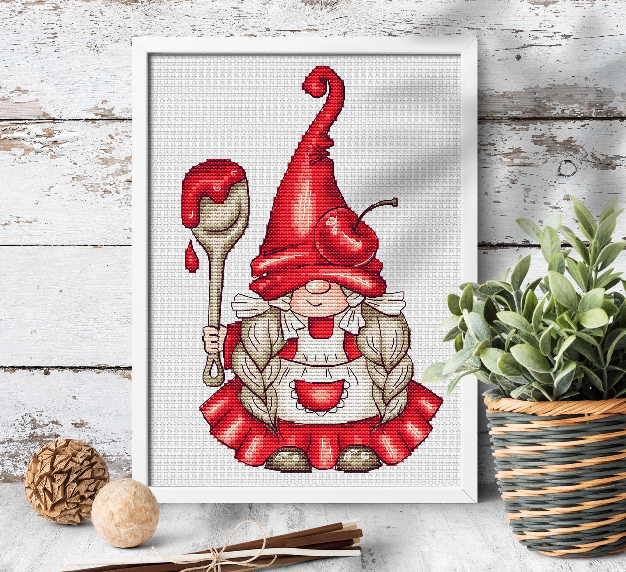 Summer Gnome Cross Stitch Pattern Gnome Girl Cross Stitch | Etsy