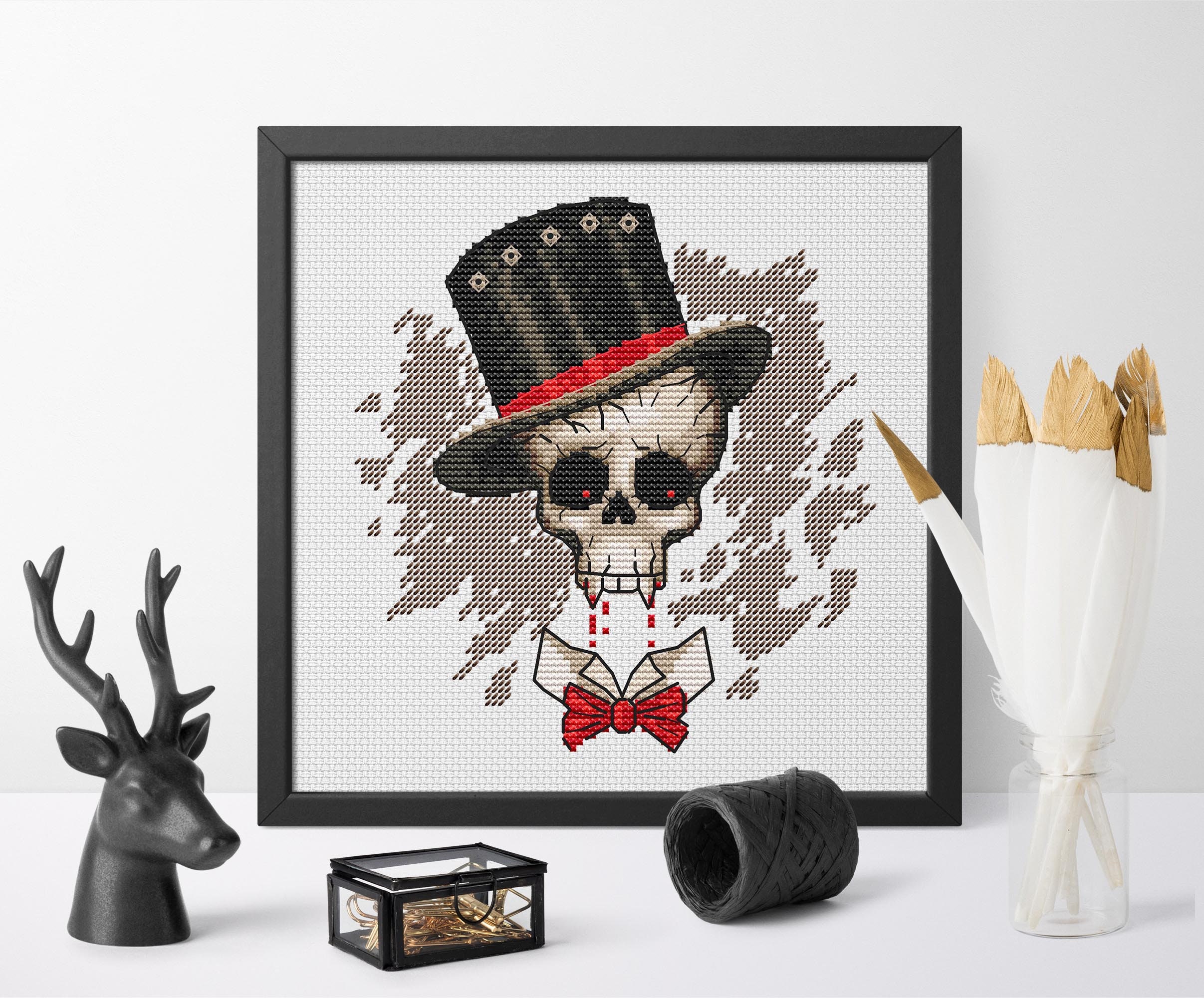 Vampire cross stitch pattern PDF Skull cross stitch Creepy Etsy