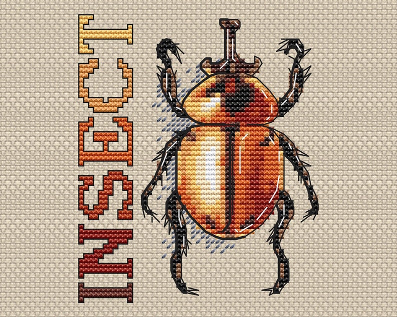 Insect Modern Cross Stitch PDF Beetle Cross Stitch Pattern Etsy