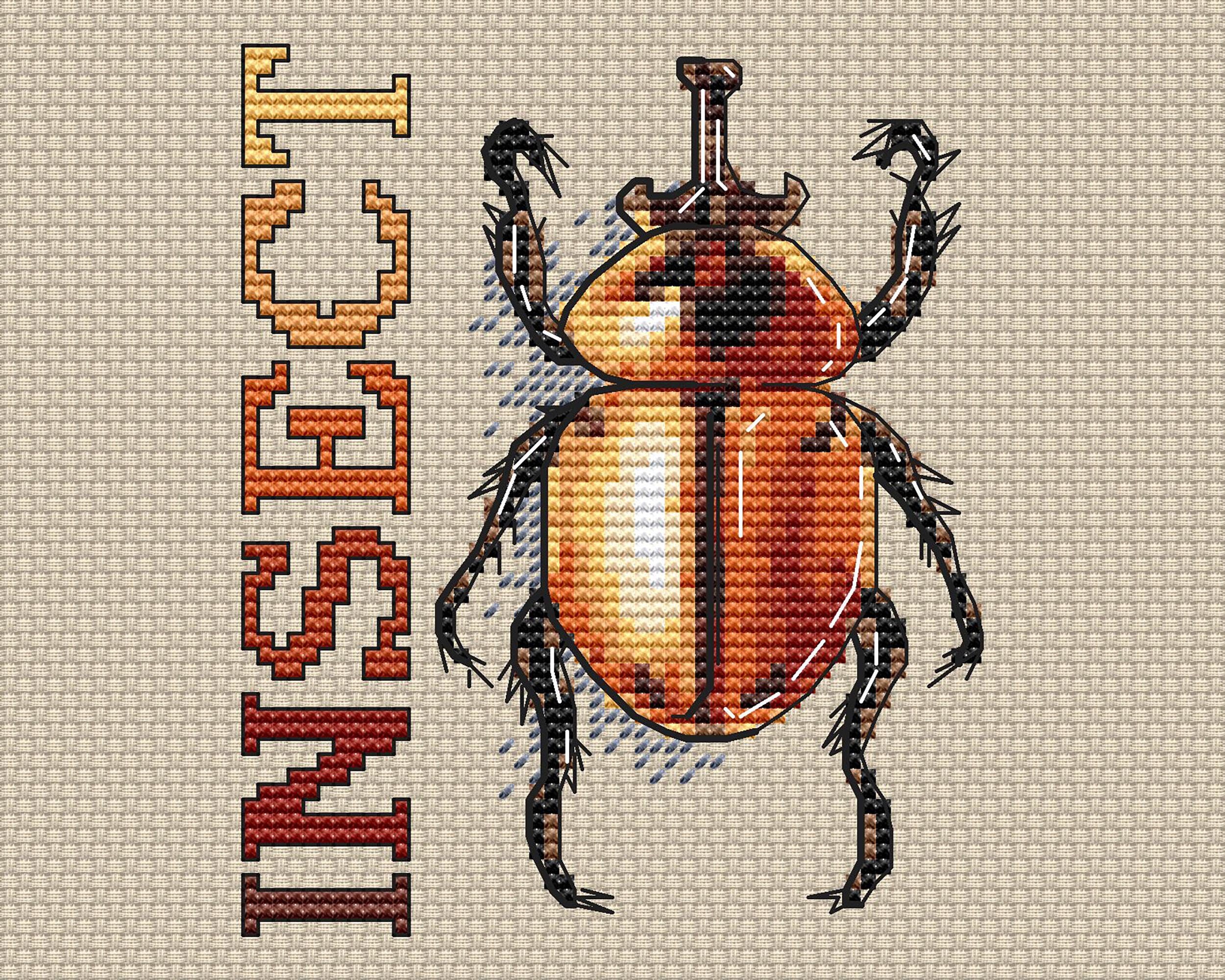 Insect Modern Cross Stitch PDF Beetle cross stitch pattern Etsy