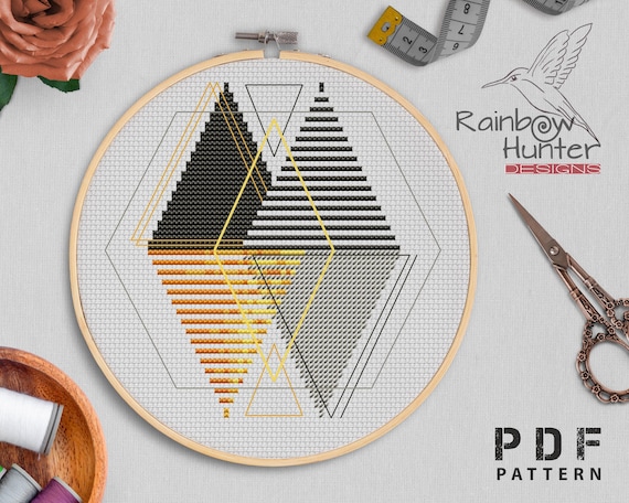14 aida cross stitch geometry cross stitch pattern geometric pattern cross stitch Geometric boxes cross stitch pattern PDF PDF download