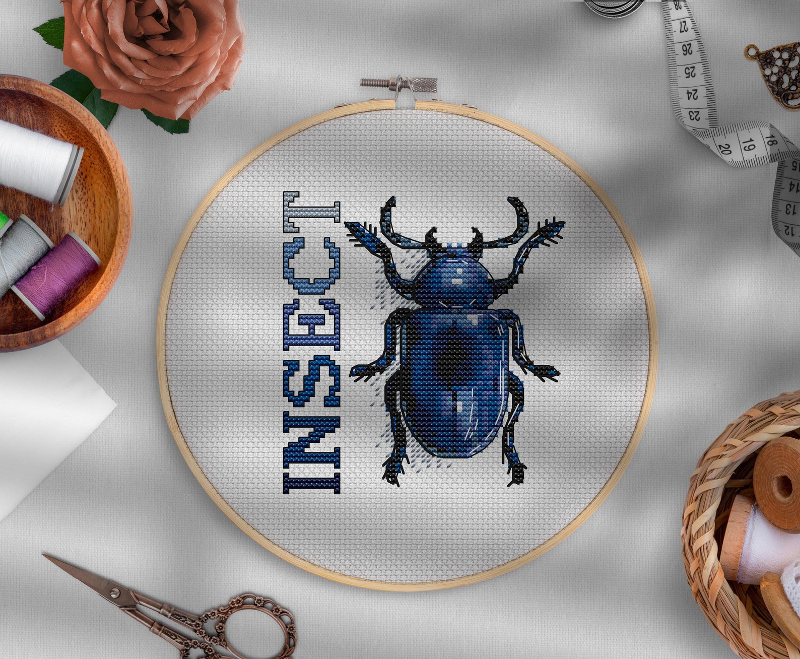 Bug Modern Cross Stitch Pattern PDF Insect cross stitch Etsy