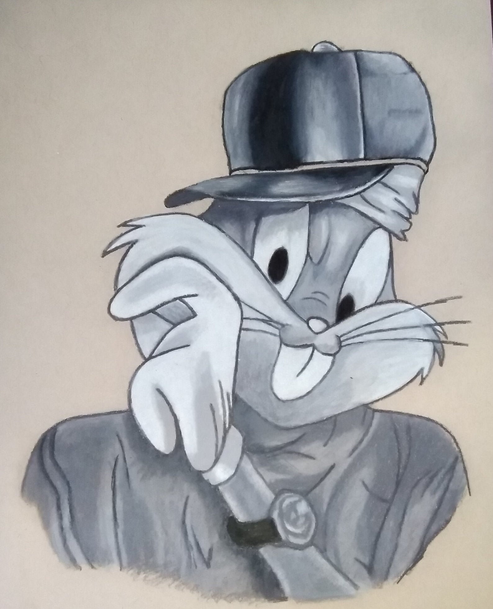 Bugs Bunny gangsta illustration on toned tan Strathmore paper Etsy