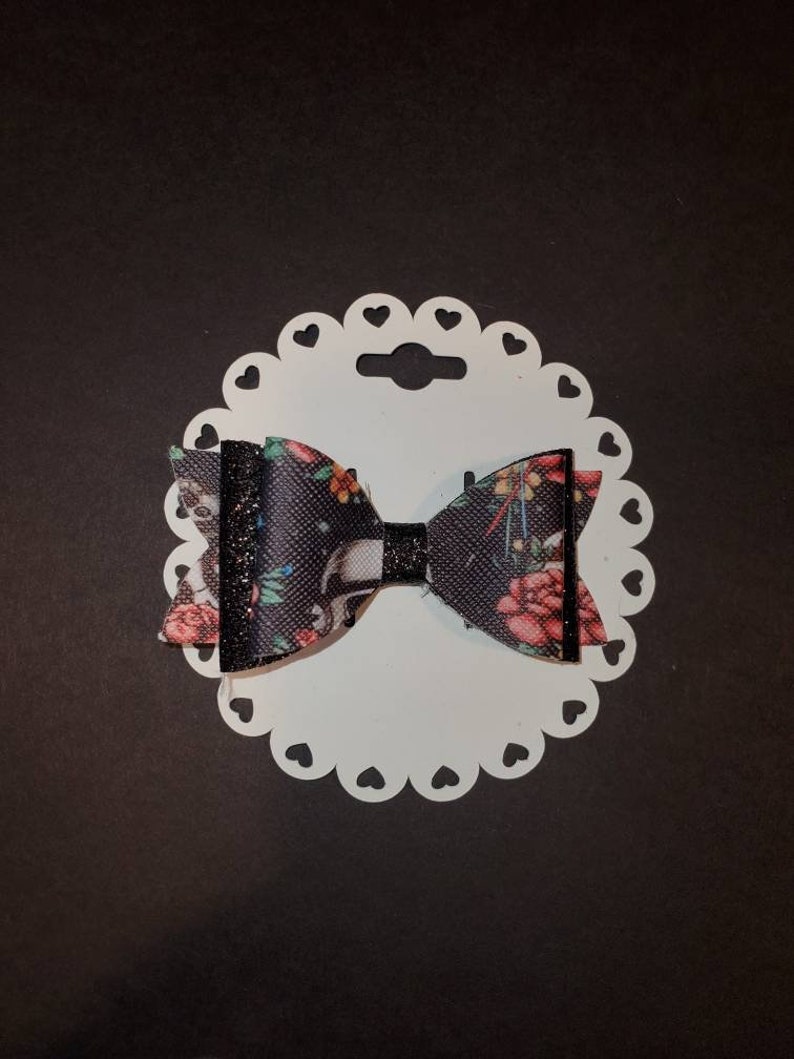 storm trooper bow Star Wars hair bow faux leather bow