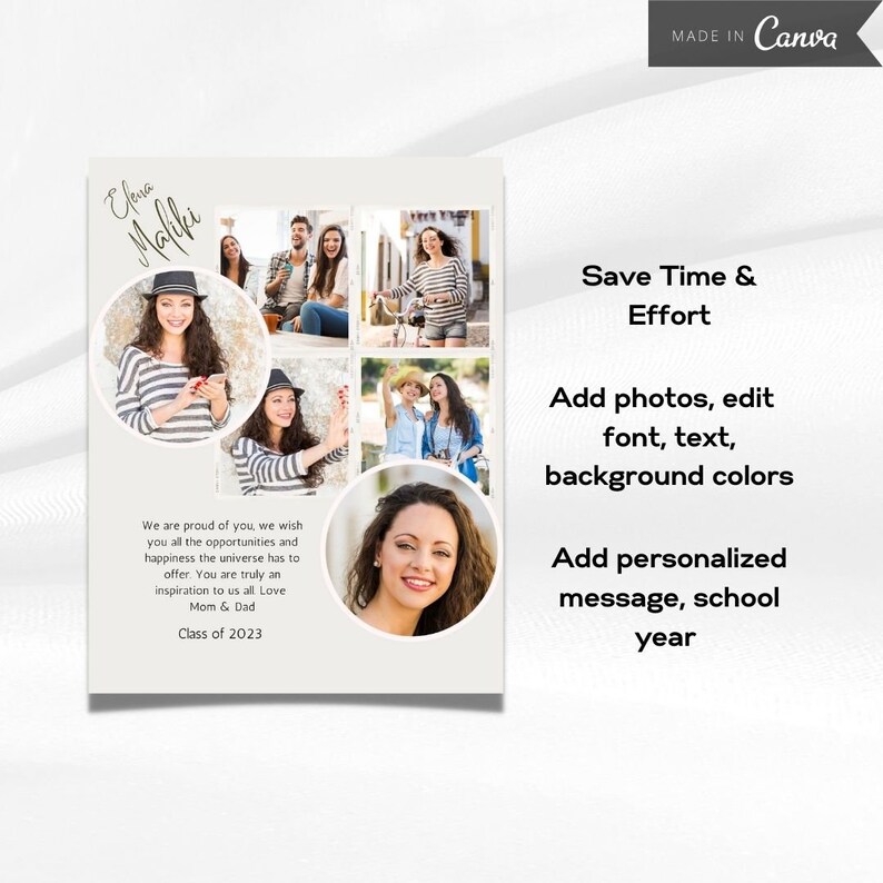 Yearbook AD Tribute Template, Senior Yearbook AD, Editable Canva Grad ...