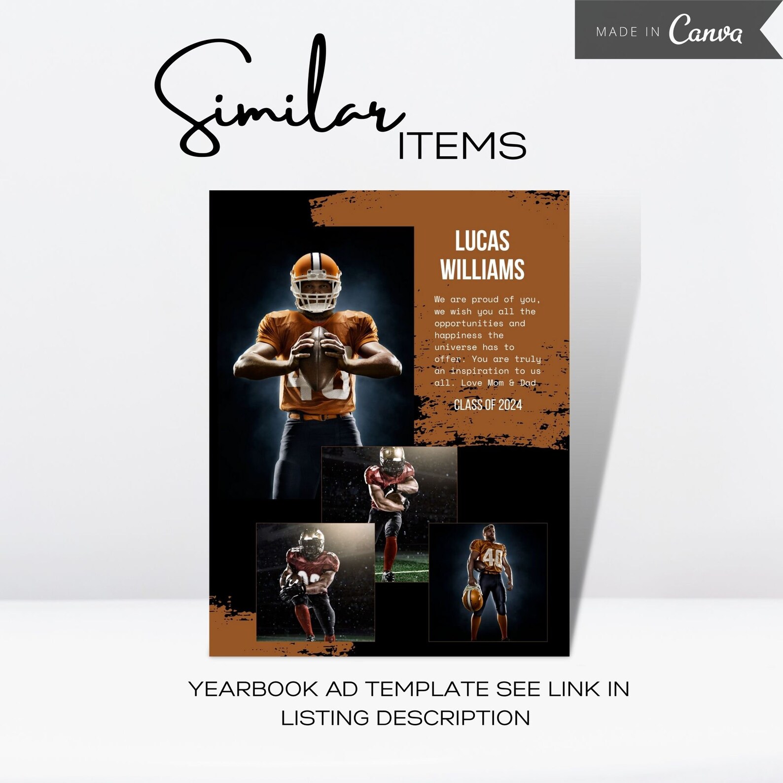 Yearbook AD Tribute Template, Senior Yearbook AD, Editable Canva Grad ...