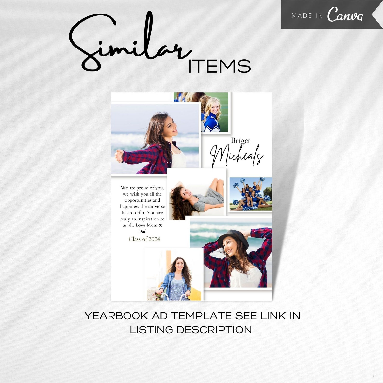 Yearbook AD Tribute Template, Senior Yearbook AD, Grad Announcement ...