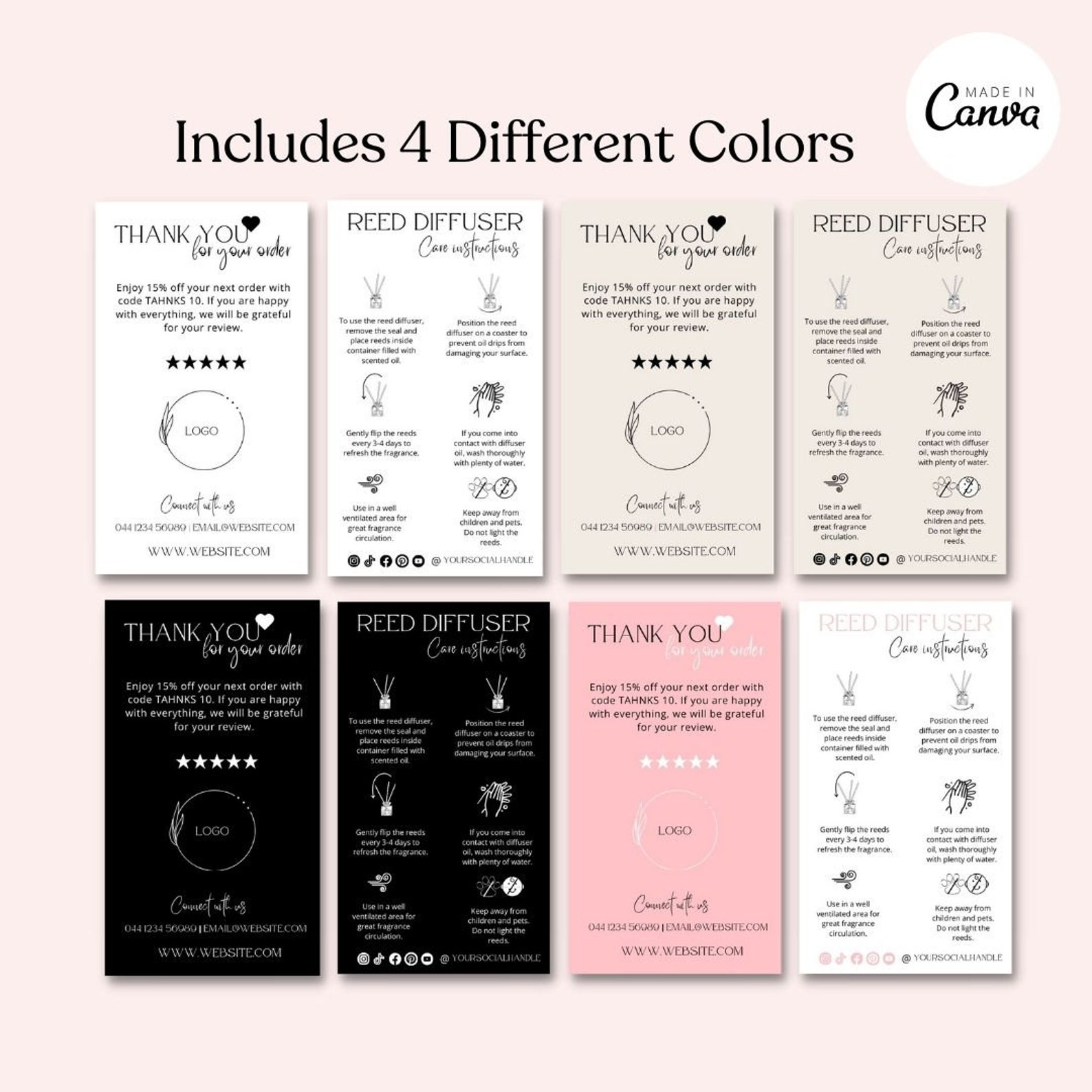 Printable Reed Diffuser Care Card, Diffuser Instructions Label, Oil ...