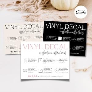 Bewerkbare vinylsticker Onderhoudskaartinstructies, DIY-stickerhandleiding, Vinylstickers Applicatiebestellingskaart, Vinylverpakkingsinzet