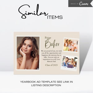 Yearbook AD Tribute Template, Senior Yearbook AD, Editable Canva Grad ...
