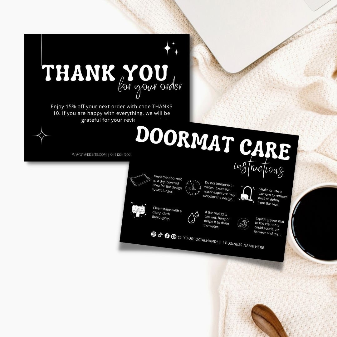 Doormat Flash Card.pdf Doormat Care Card Template, Editable Welcome Doormats, Printable ...