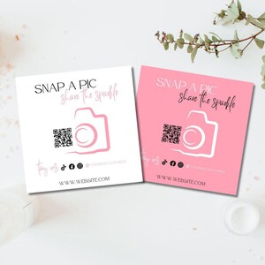 Plantilla de tarjeta editable para compartir, plantilla "Me gusta" y "Conéctate con nosotros", insertos para dejar una reseña, tarjeta DIY "Síguenos en redes sociales"