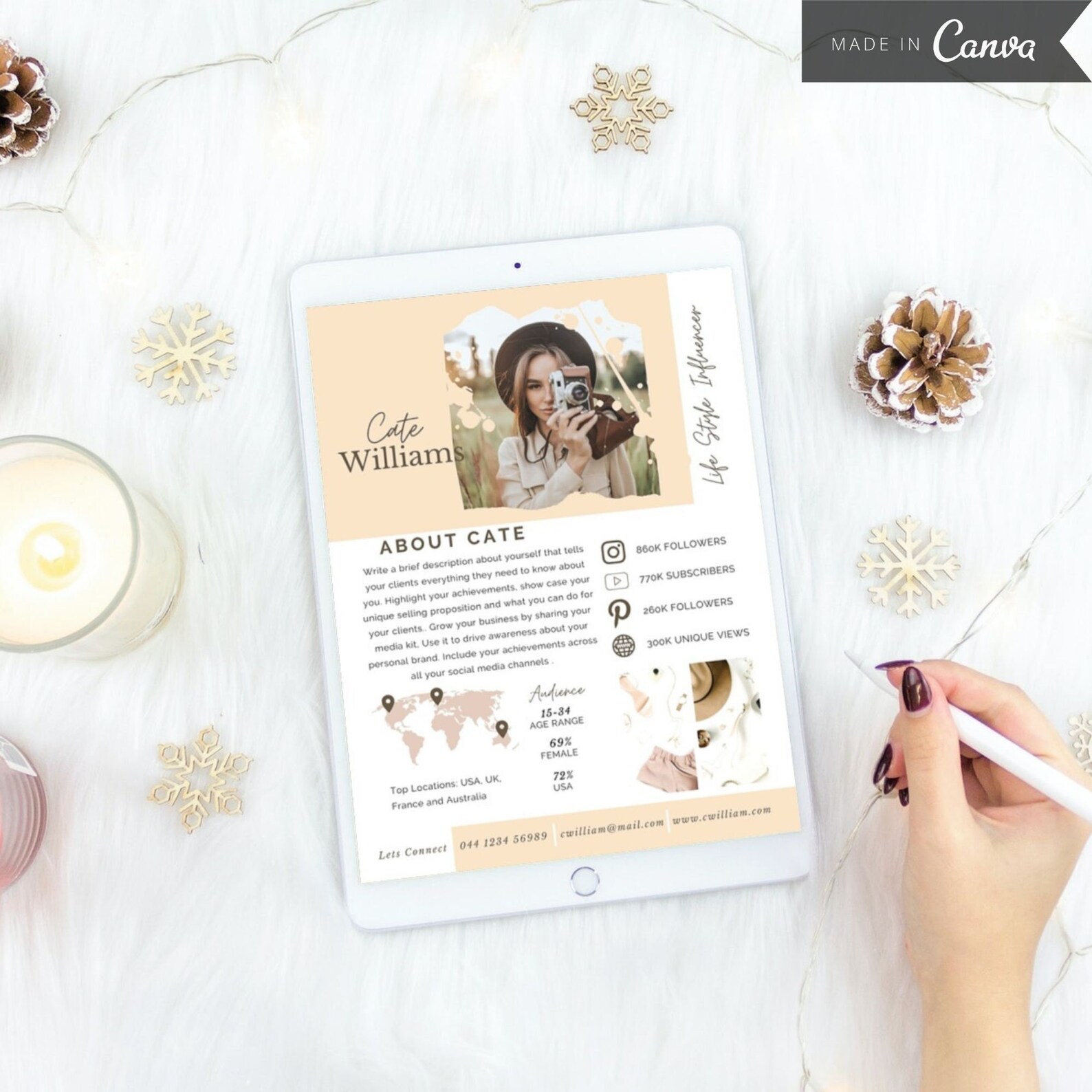 2 Page Blogger Media Kit Template Canva, Influencer Media Kit, Blog ...