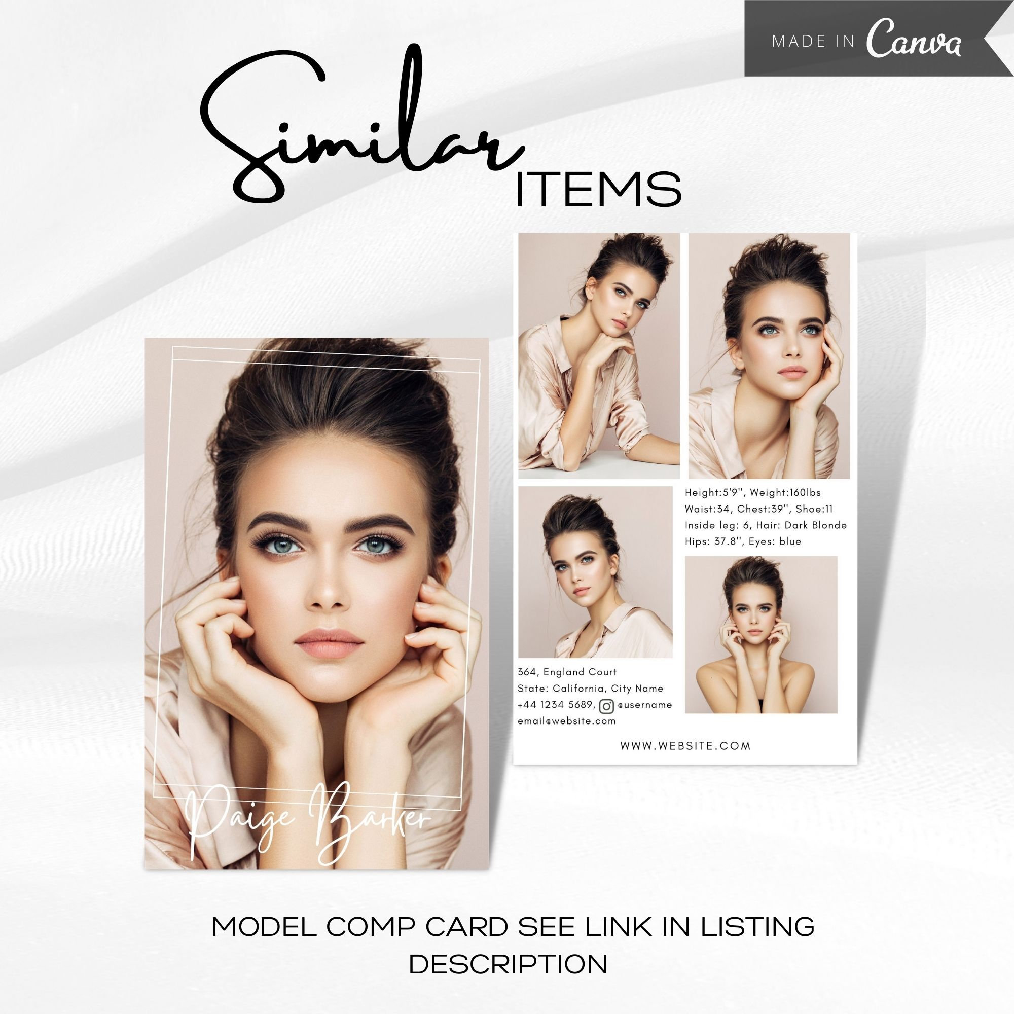 Kids Model Comp Card, Modeling Agency Zed Card, Editable Model ...