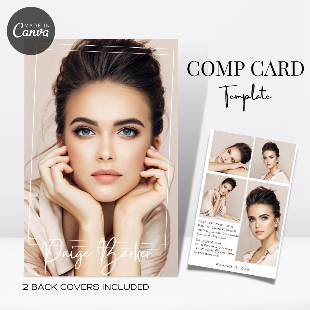 Editable Fashion Model Zed Card, Model Comp Card, Model Portfolio ...