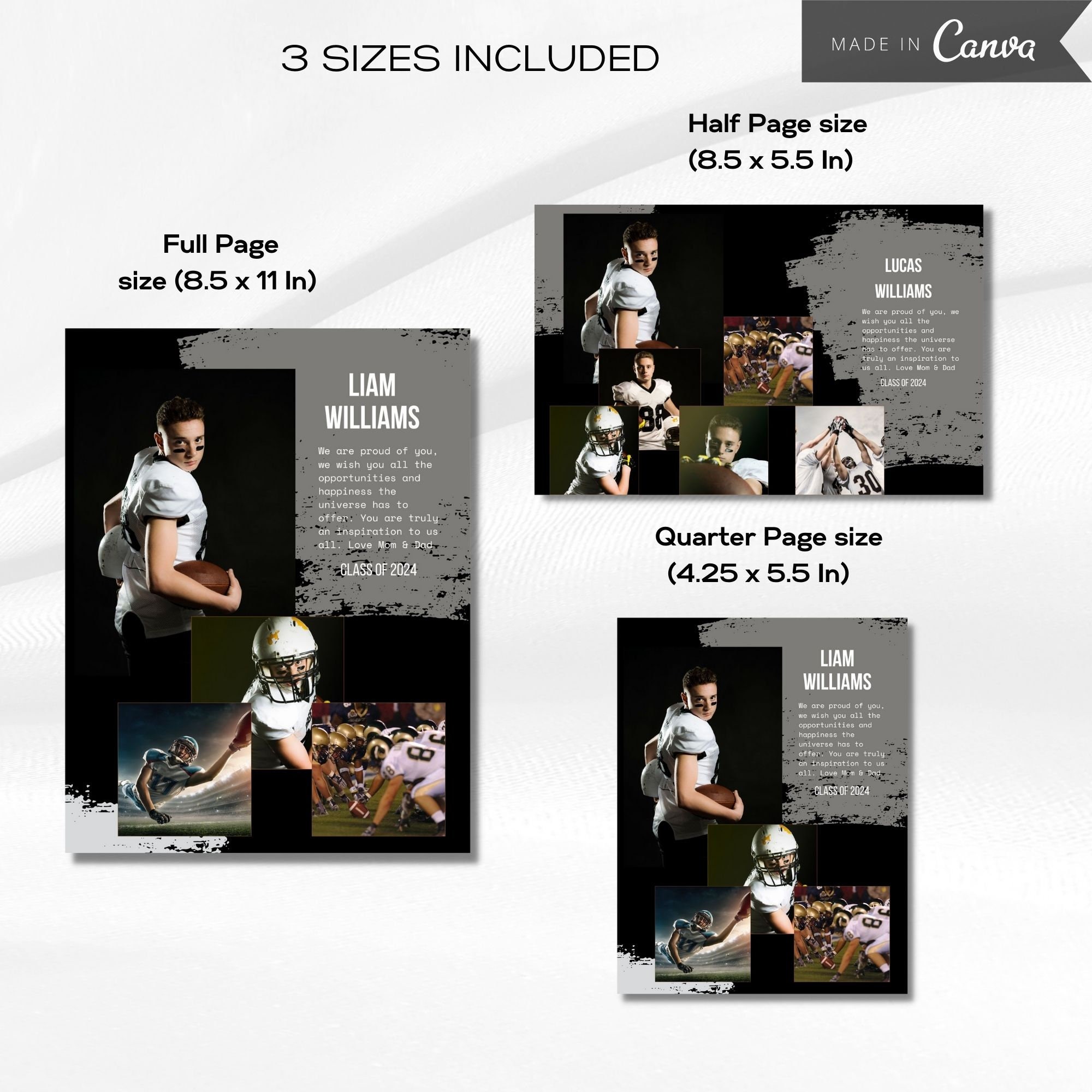 Senior Yearbook AD Template Half Page/ Full Page, Sports Theme