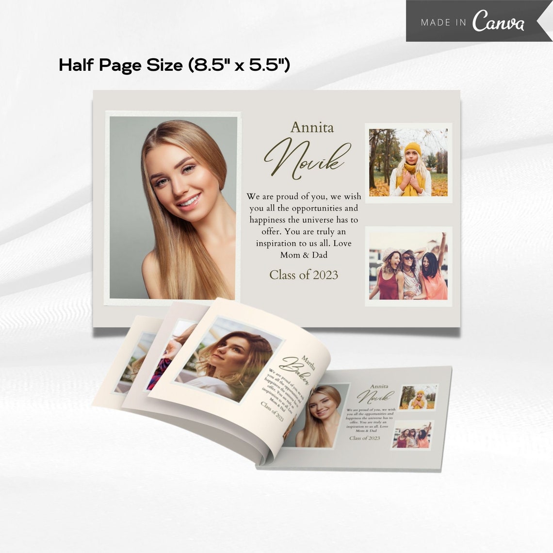 Yearbook AD Tribute Template, Senior Yearbook AD, Editable Canva Grad ...