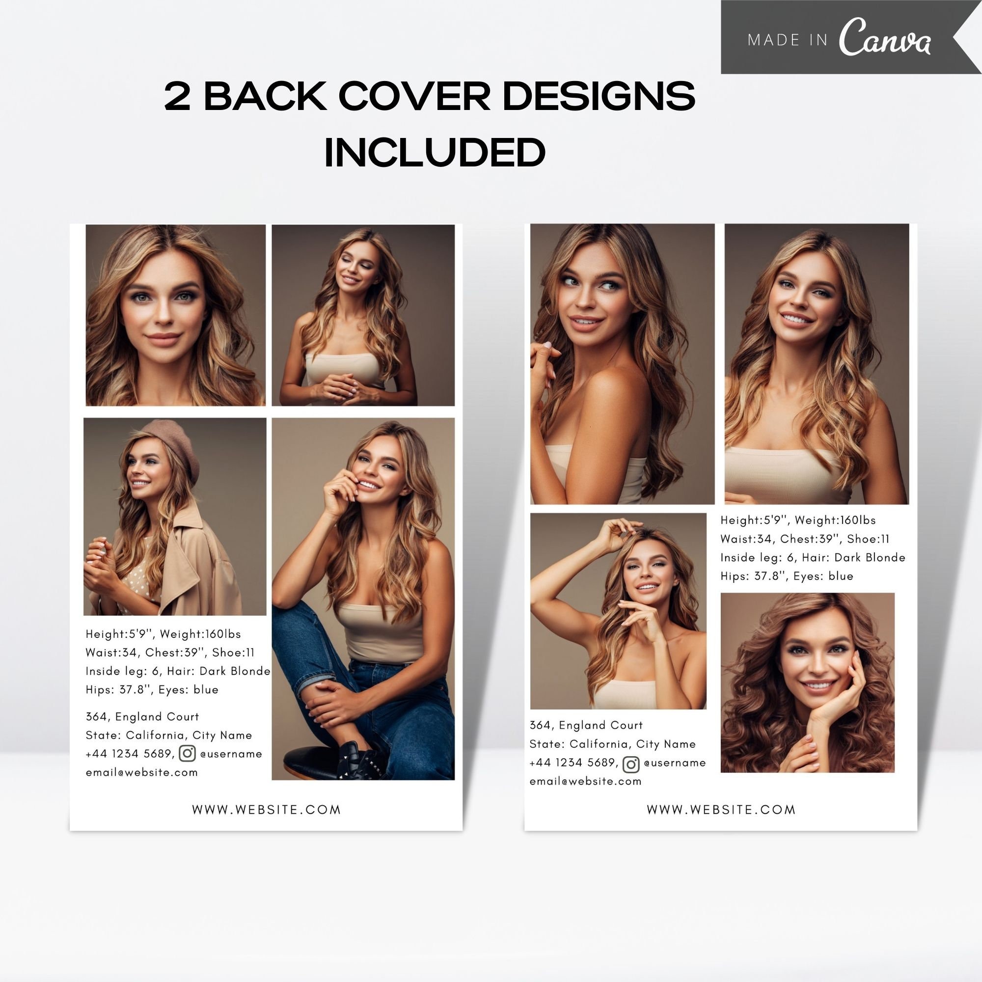 Model Comp Card, Editable Fashion Model Zed Card, Model Portfolio ...