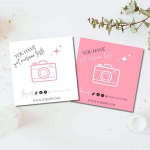 Plantilla minimalista para compartir, plantilla para dar "Me gusta" y conectar con nosotros, dejar una reseña, insertos de empaque, bricolaje, síguenos en redes sociales.