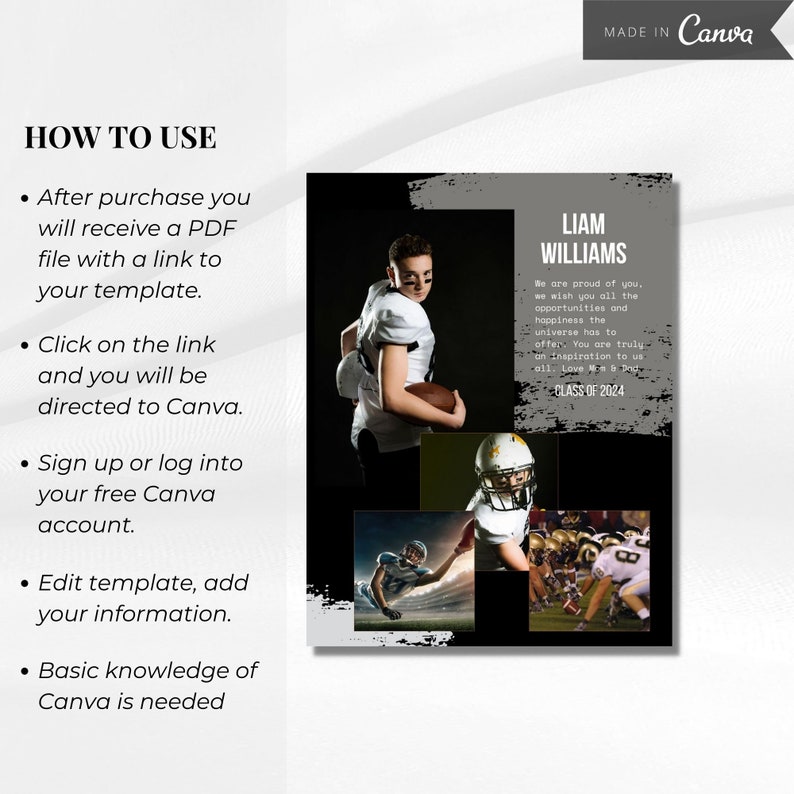 Senior Yearbook AD Template Half Page/ Full Page, Sports Theme