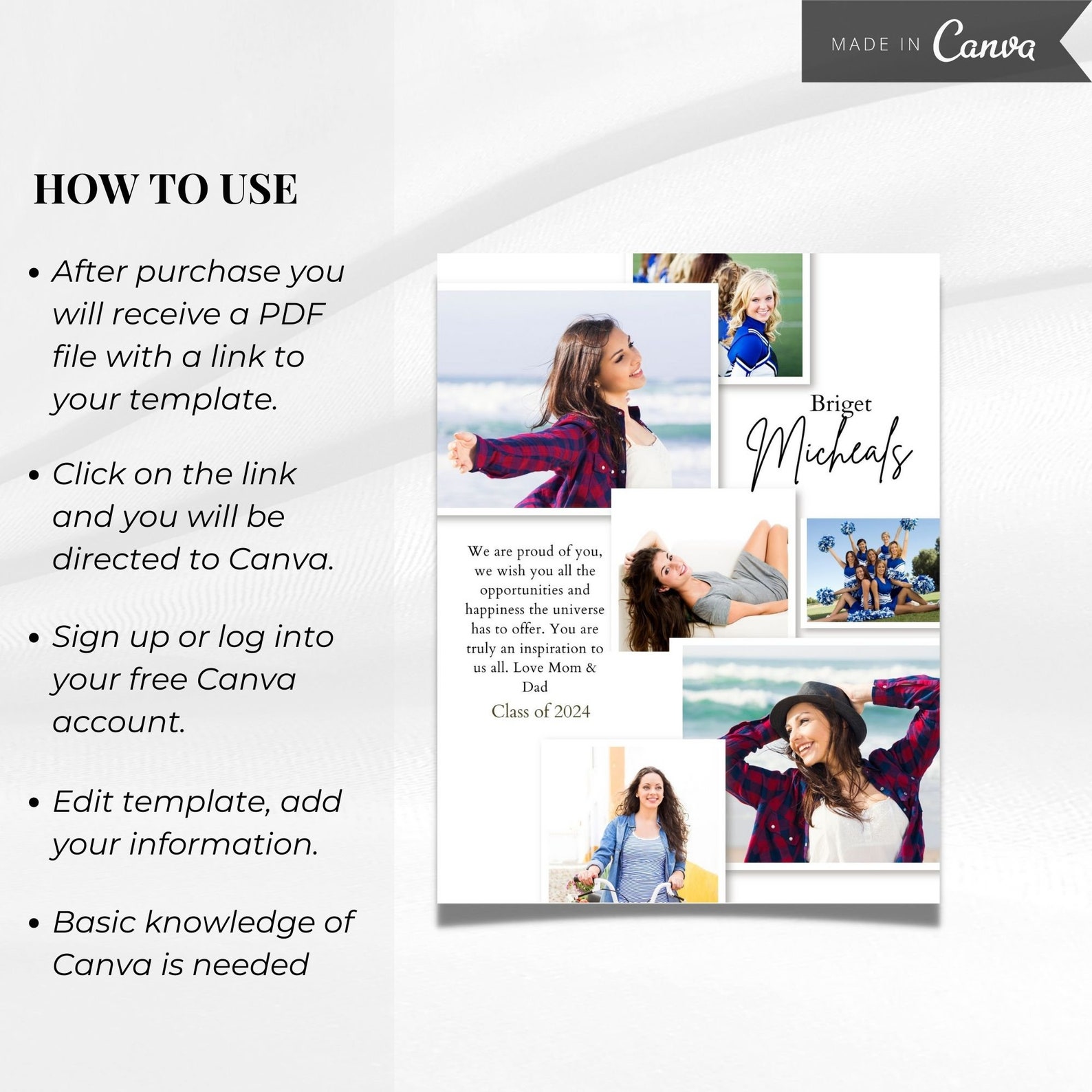 Yearbook AD Tribute Template, Senior Yearbook AD, Grad Announcement ...