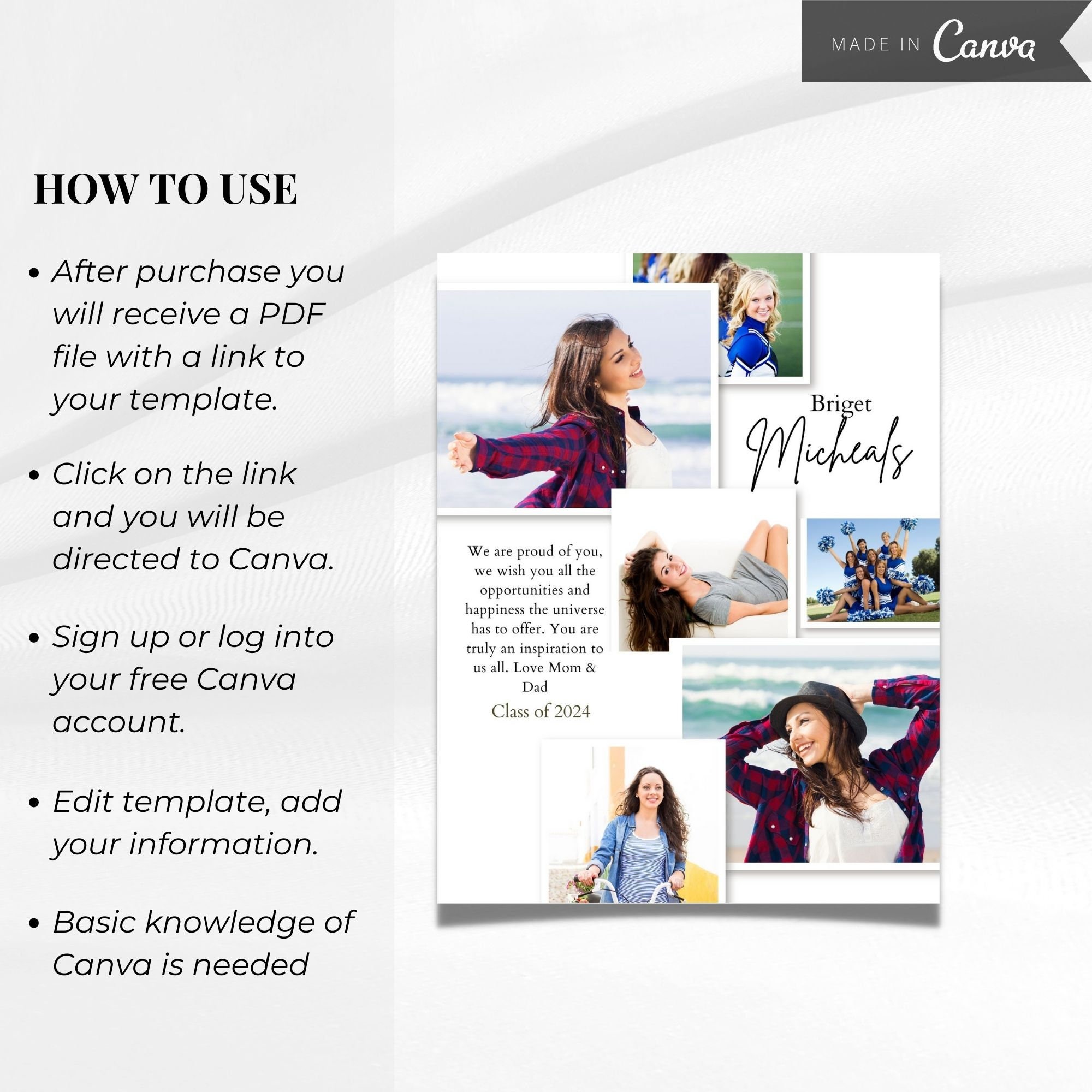 Yearbook AD Tribute Template, Senior Yearbook AD, Grad Announcement ...