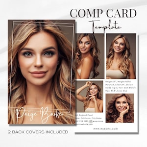 Model Comp Card, bewerkbare Fashion Model Zed Card, Model Portfolio Template, Fashion CV Fotokaart, Modellering Fotokaart Canva Template