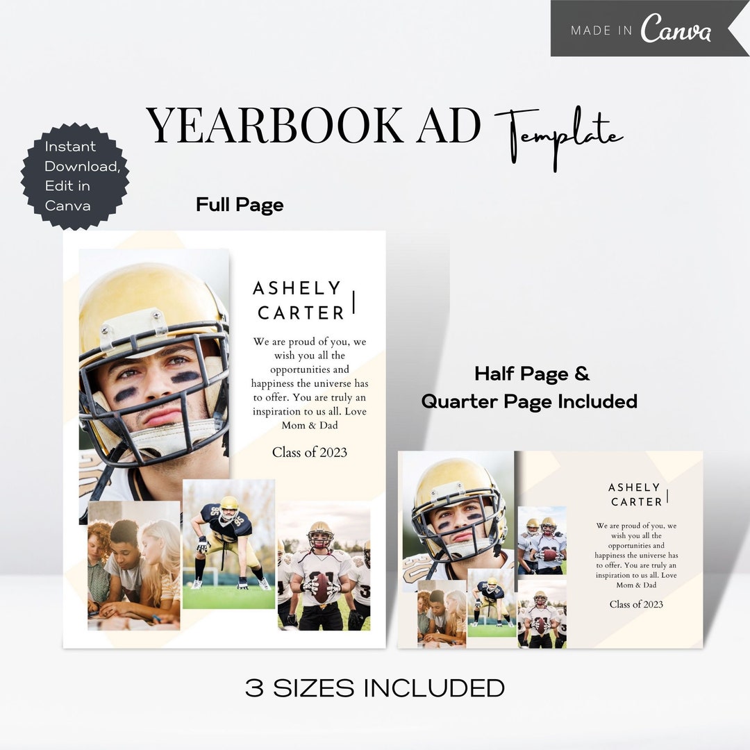 Senior Yearbook AD Template Half Page/ Full Page, Yearbook Tribute