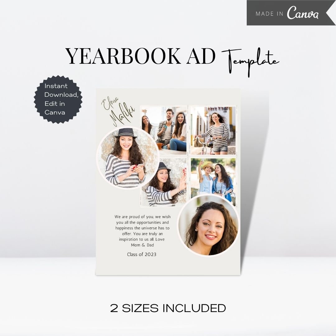 Yearbook AD Tribute Template, Senior Yearbook AD, Editable Canva Grad ...