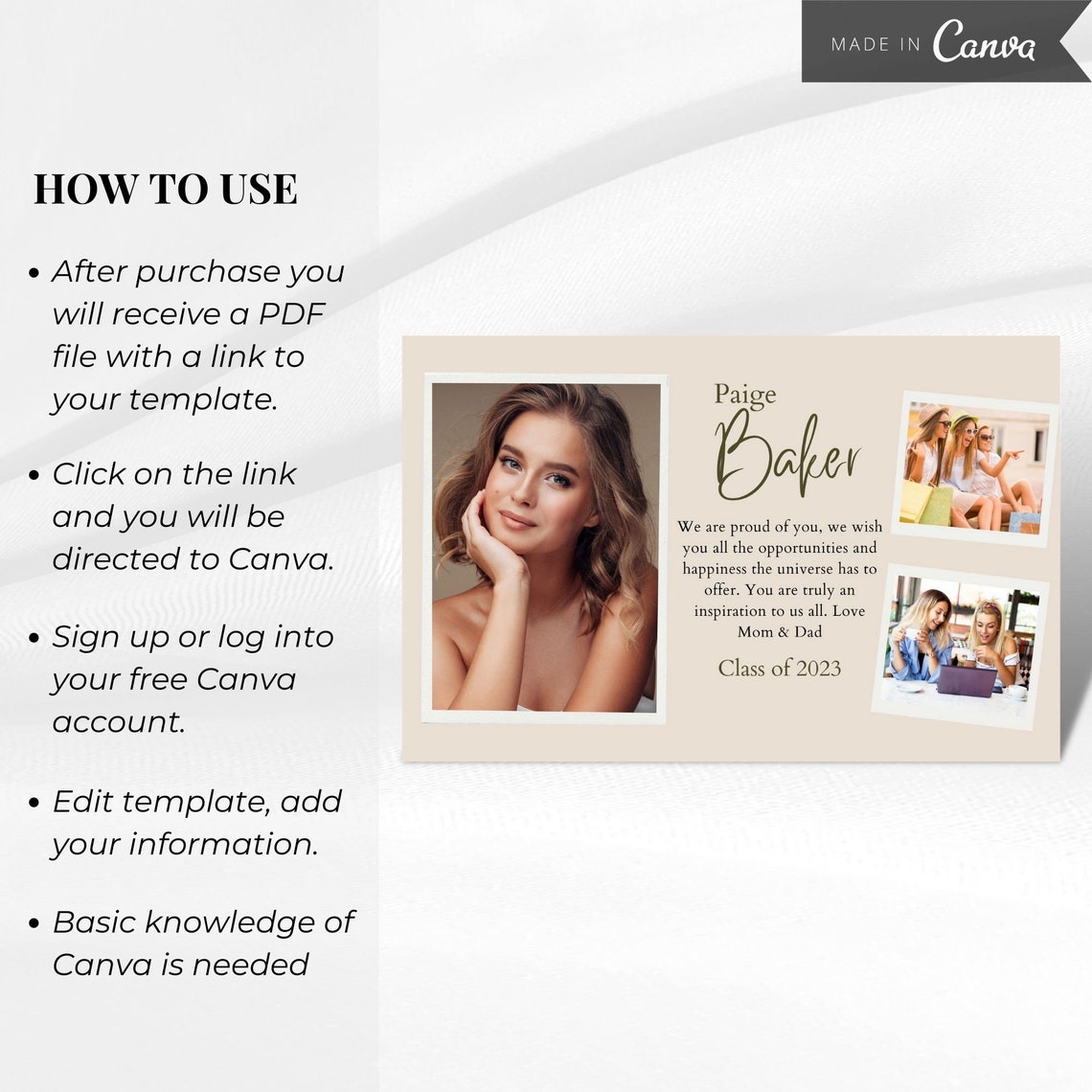 Yearbook AD Tribute Template, Senior Yearbook AD, Grad Announcement ...