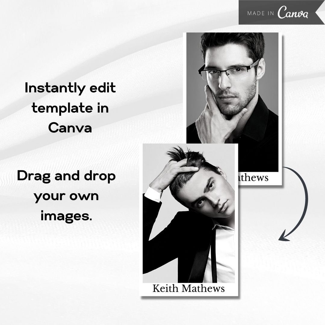 Model Comp Card, Modeling Photo Card Canva Template, Editable Fashion ...